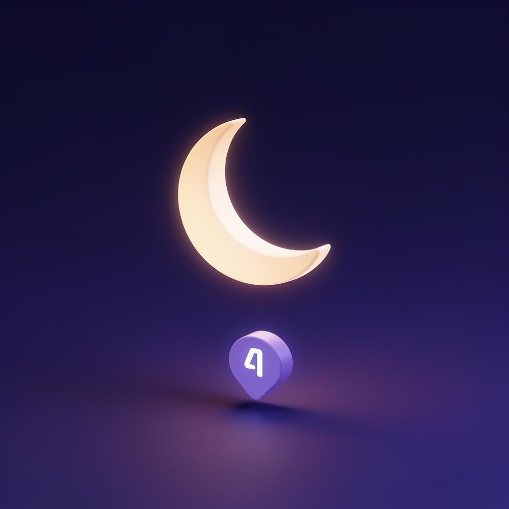 Gece mesajı görseli parlayan ay ve bildirim rozeti