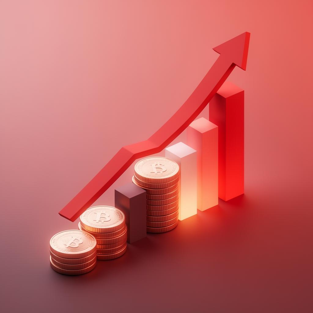 Yükselen maliyet görseli yükselen kırmızı ok ve madeni para yığını